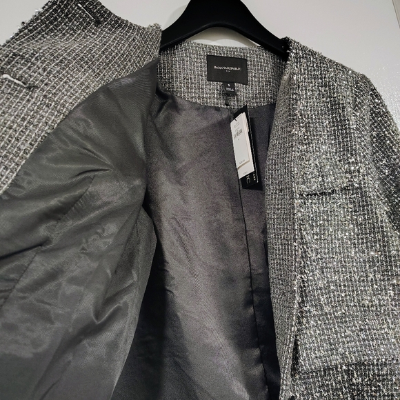 NWT $200 Banana Republic Metallic Tweed Jacket Women's Small Lined Gray Silver - Picture 5 of 13
